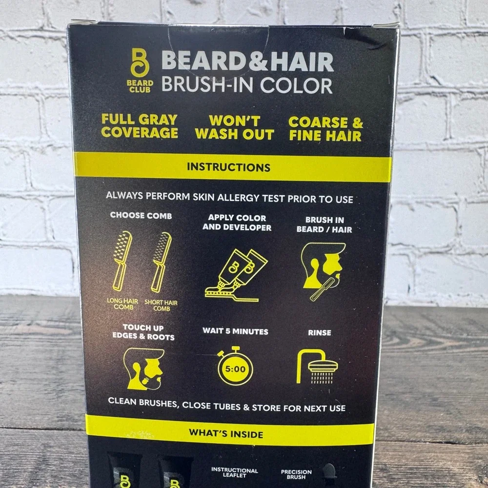 Beard Club Brush-In Color Men 5oz Light Brown New Hair Beard Dye Kit Coverage
